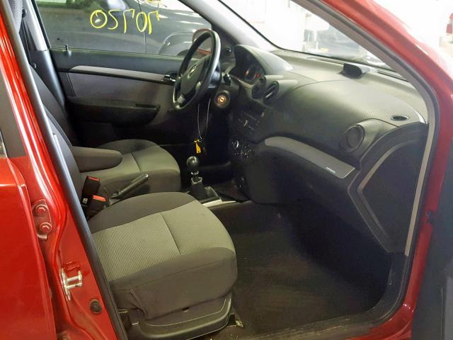 KL1TD66E89B311367 - 2009 CHEVROLET AVEO LS RED photo 5