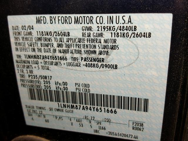 1LNHM87A94Y651666 - 2004 LINCOLN LS أزرق صورة 10