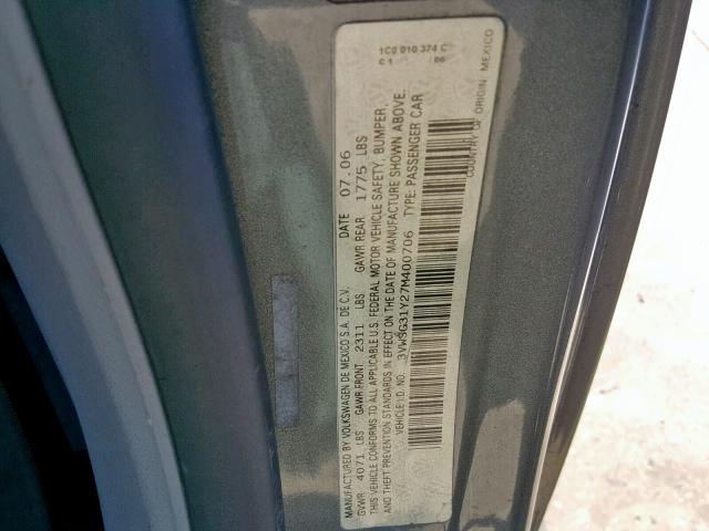 3VWSG31Y27M400706 - 2007 VOLKSWAGEN NEW BEETLE Grafit foto 10