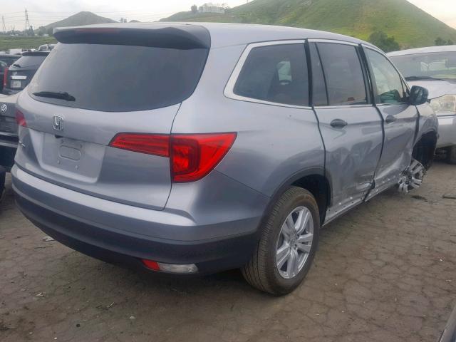 5FNYF5H16JB019537 - 2018 HONDA PILOT LX SILVER photo 4