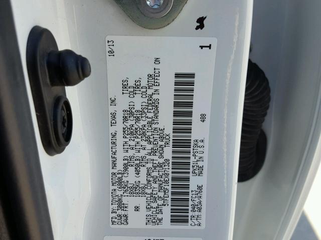 5TFEM5F10EX071320 - 2014 TOYOTA TUNDRA CRE WHITE photo 10