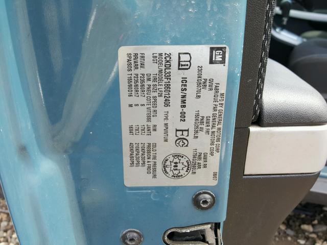 2CKDL33F186012406 - 2008 PONTIAC TORRENT TEAL photo 10