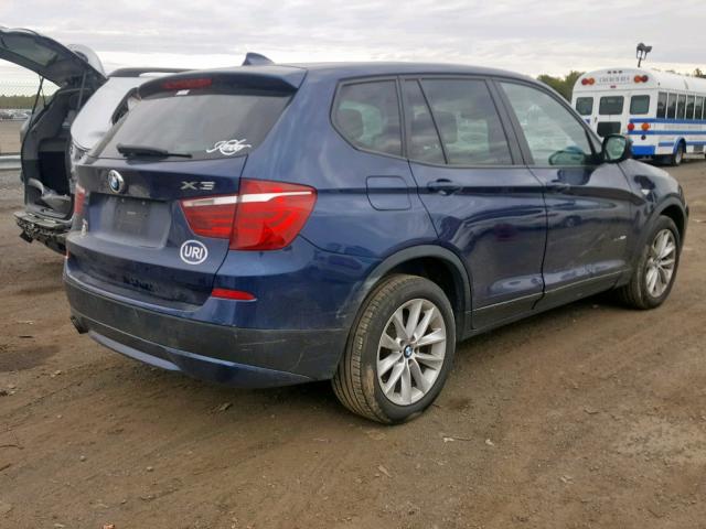 5UXWX9C51D0A24459 - 2013 BMW X3 XDRIVE2 BLUE photo 4