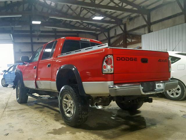 1B7HG2AN51S242647 - 2001 DODGE DAKOTA QUA RED photo 3