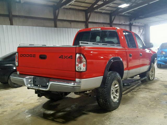 1B7HG2AN51S242647 - 2001 DODGE DAKOTA QUA RED photo 4