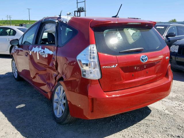 JTDZN3EU4C3140612 - 2012 TOYOTA PRIUS V RED photo 3