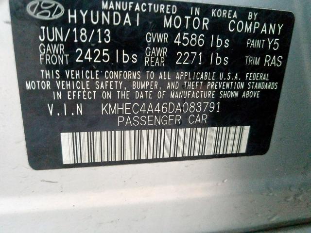 KMHEC4A46DA083791 - 2013 HYUNDAI SONATA HYBRID  photo 10