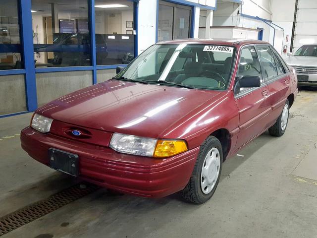 1FARP14J0RW200288 - 1994 FORD ESCORT LX RED photo 2