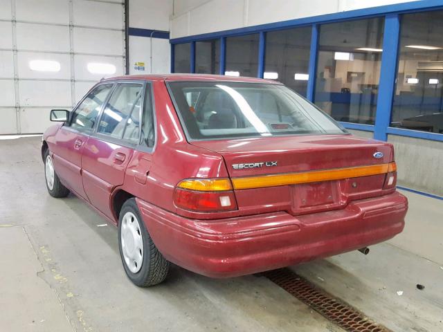 1FARP14J0RW200288 - 1994 FORD ESCORT LX RED photo 3