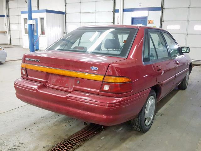 1FARP14J0RW200288 - 1994 FORD ESCORT LX RED photo 4