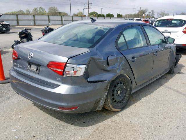 3VWLA7AJ4FM274282 - 2015 VOLKSWAGEN JETTA TDI GRAY photo 4