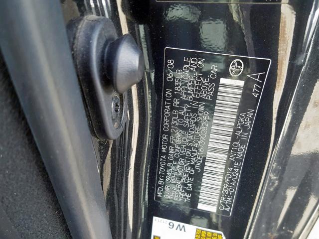 JTKDE167390282959 - 2009 TOYOTA SCION TC შავი ფოტო 10