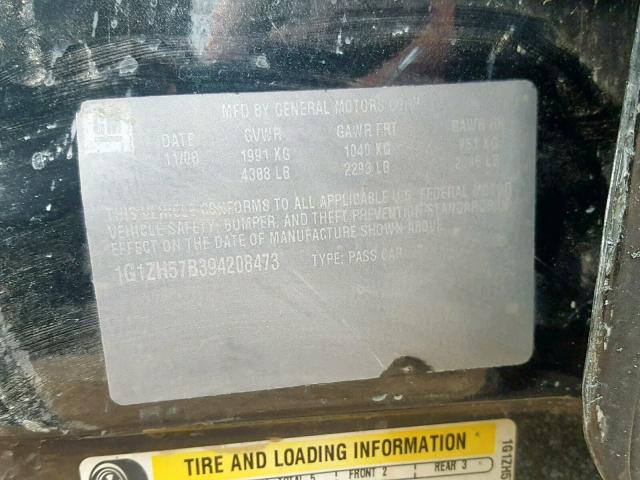 1G1ZH57B394208473 - 2009 CHEVROLET MALIBU 1LT 黑色 照片 10