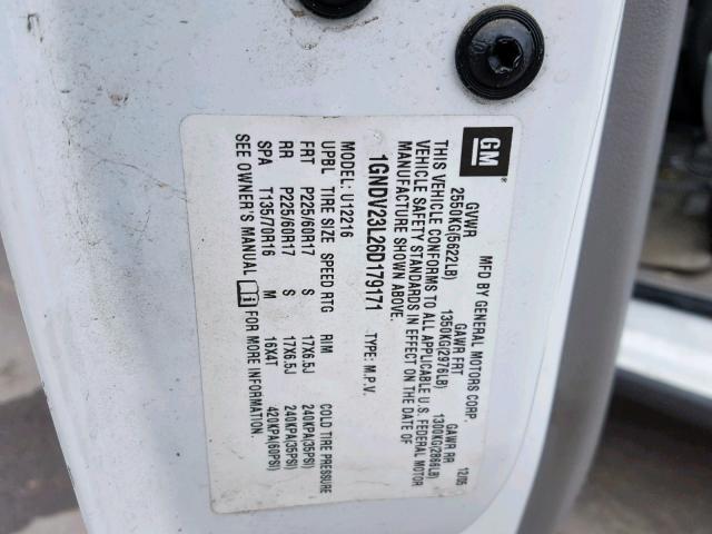 1GNDV23L26D179171 - 2006 CHEVROLET UPLANDER L 白色 照片 10