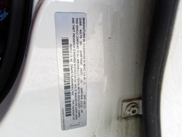 3VW2K7AJ6BM091792 - 2011 VOLKSWAGEN JETTA BASE  照片 10