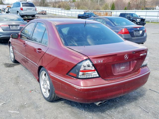 WDBRF65J43F300490 - 2003 MERCEDES-BENZ C 32 AMG K BURGUNDY photo 3