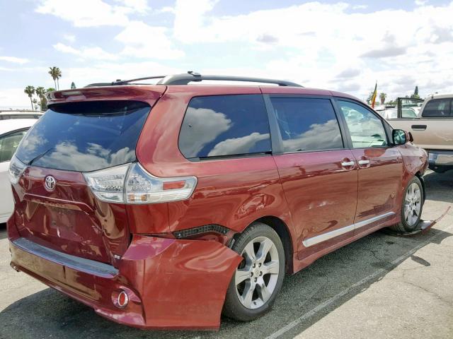 5TDXK3DC1DS402868 - 2013 TOYOTA SIENNA SPO BURGUNDY photo 4