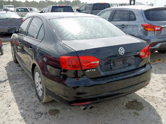 3VW2K7AJ7EM432623 - 2014 VOLKSWAGEN JETTA BASE BLACK photo 3