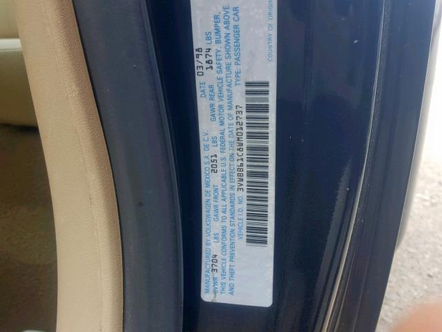 3VWBB61C8WM012737 - 1998 VOLKSWAGEN NEW BEETLE Qara foto 10