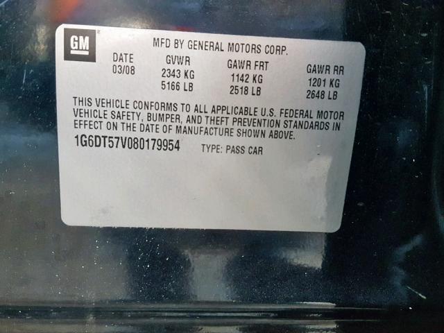 1G6DT57V080179954 - 2008 CADILLAC CTS HI FEA BLACK photo 10