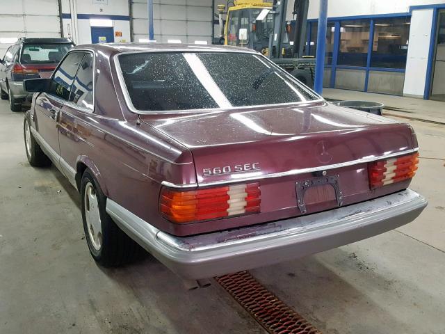 WDBCA45D6HA298037 - 1987 MERCEDES-BENZ 560 SEC MAROON photo 3