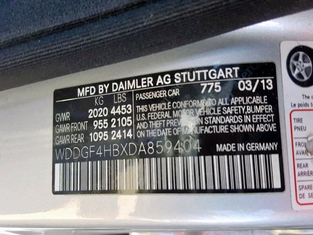 WDDGF4HBXDA859404 - 2013 MERCEDES-BENZ C 250 SILVER photo 10