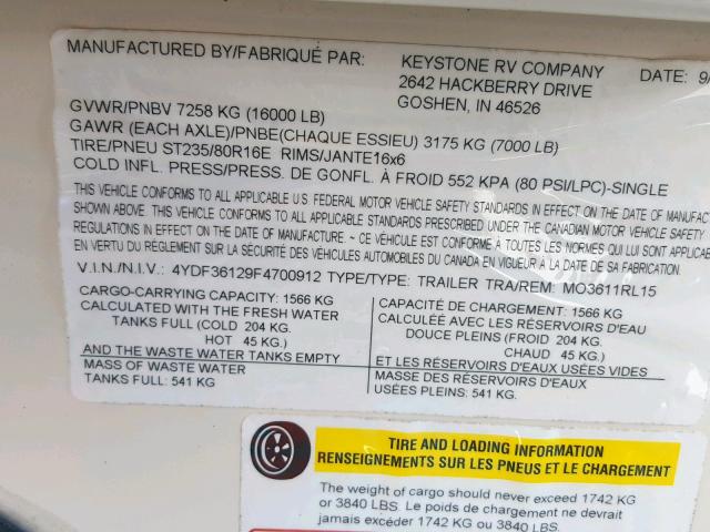 4TDF36129F4700912 - 2015 KEYSTONE MONTANA TWO TONE photo 10