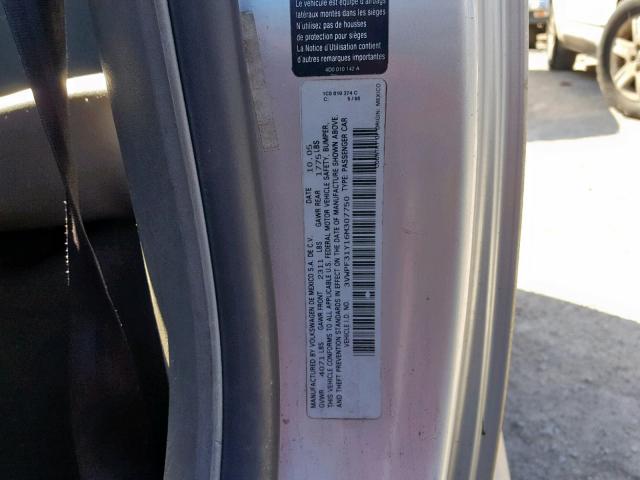 3VWPF31Y16M307750 - 2006 VOLKSWAGEN NEW BEETLE ვერცხლისფერი ფოტო 10