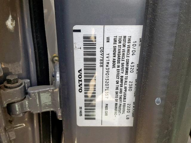 YV1MW390152070357 - 2005 VOLVO V50 2.4I SILVER photo 10