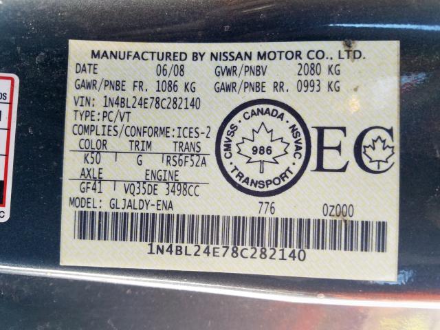 1N4BL24E78C282140 - 2008 NISSAN ALTIMA 3.5SE  photo 10