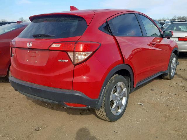 3CZRU6H56GM770364 - 2016 HONDA HR-V EX RED photo 4