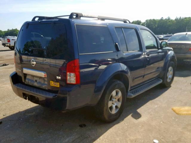 5N1AR18U47C638392 - 2007 NISSAN PATHFINDER BLUE photo 4