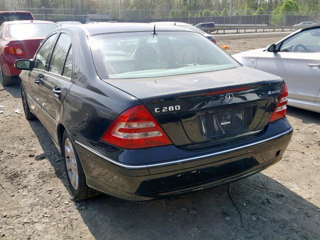 WDBRF92H76F781097 - 2006 MERCEDES-BENZ C280 BLACK photo 3