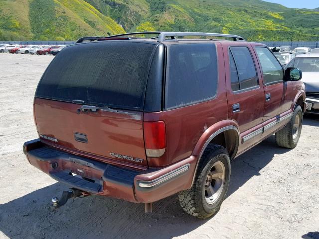 1GNCS13W1X2146376 - 1999 CHEVROLET BLAZER MAROON photo 4