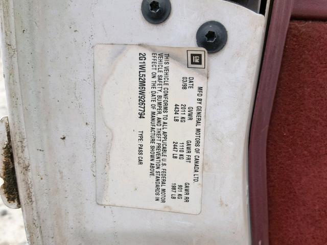 2G1WL52M6W9267794 - 1998 CHEVROLET LUMINA BAS 白色 照片 10