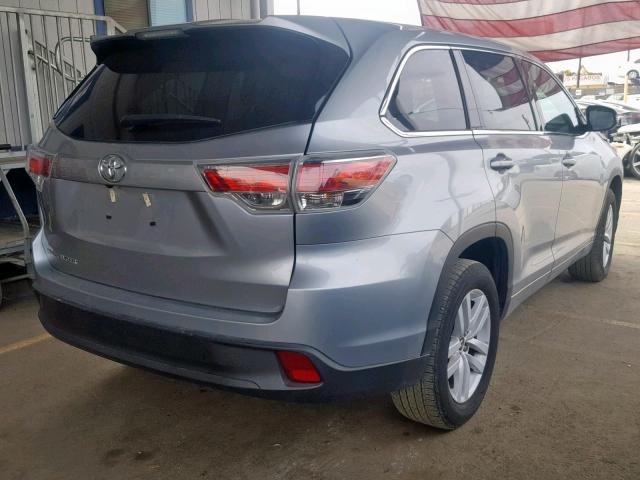 5TDZARFH7GS021554 - 2016 TOYOTA HIGHLANDER SILVER photo 4