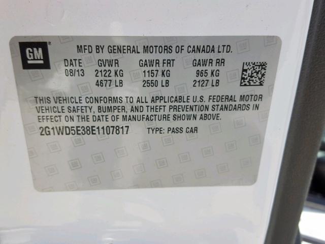 2G1WD5E38E1107817 - 2014 CHEVROLET IMPALA LIM WHITE photo 10