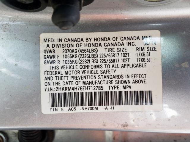 2HKRM4H76EH712785 - 2014 HONDA CR-V EXL  photo 10