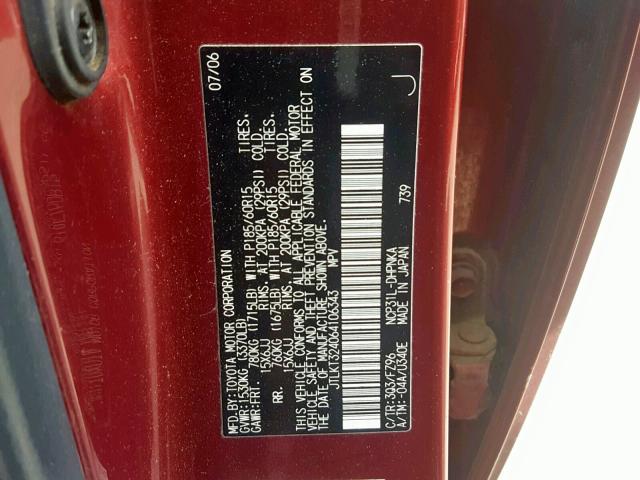 JTLKT324064106343 - 2006 TOYOTA SCION XB 勃艮第红 照片 10