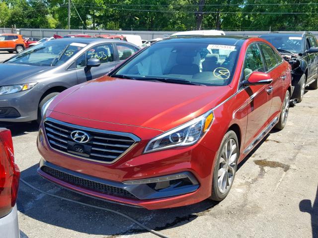 5NPE34AB2FH175351 - 2015 HYUNDAI SONATA SPO RED photo 2