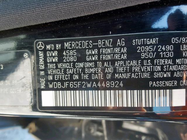 WDBJF65F2WA448924 - 1998 MERCEDES-BENZ E 320 BLACK photo 10