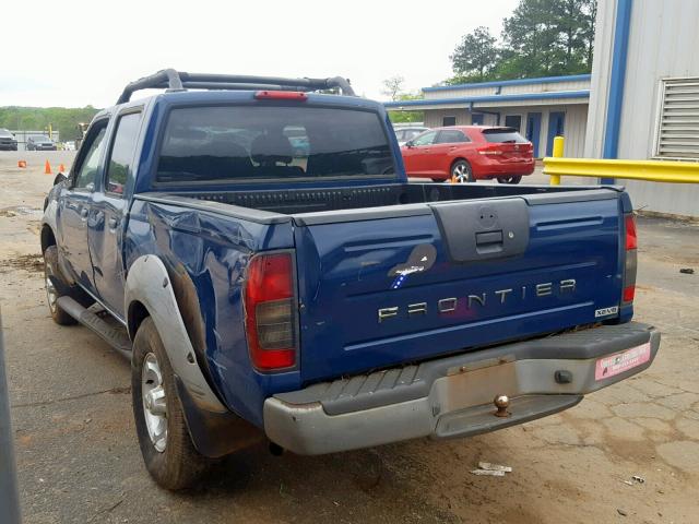 1N6ED27T51C327318 - 2001 NISSAN FRONTIER C BLUE photo 3