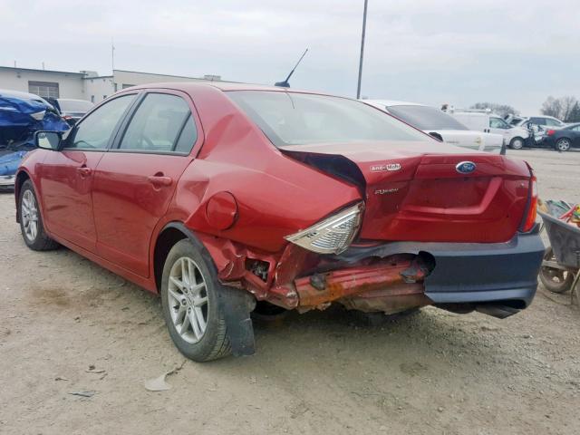 3FAHP0GAXBR200339 - 2011 FORD FUSION S RED photo 3
