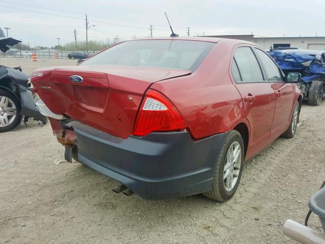 3FAHP0GAXBR200339 - 2011 FORD FUSION S RED photo 4