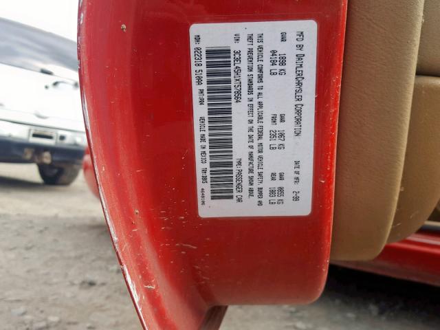 3C3EL45H1XT578564 - 1999 CHRYSLER SEBRING JX RED photo 10