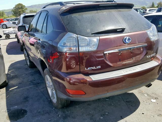 JTJHW31U582048370 - 2008 LEXUS RX 400H MAROON photo 3