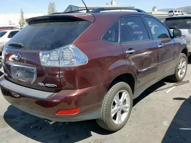 JTJHW31U582048370 - 2008 LEXUS RX 400H MAROON photo 4