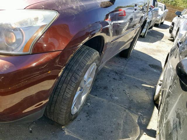 JTJHW31U582048370 - 2008 LEXUS RX 400H MAROON photo 9