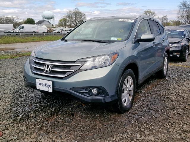 2HKRM4H78CH601720 - 2012 HONDA CR-V EXL TEAL photo 2