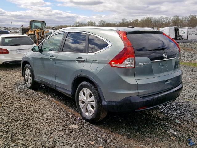 2HKRM4H78CH601720 - 2012 HONDA CR-V EXL TEAL photo 3